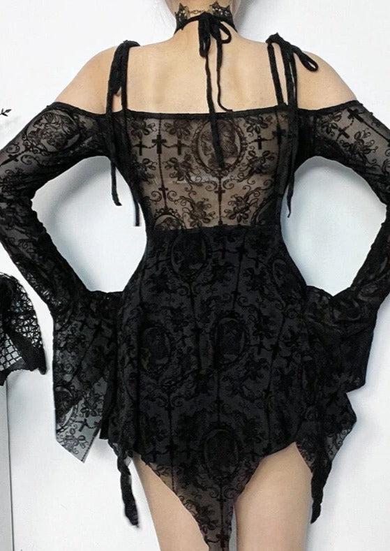 Asymmetric Hem Long Sleeve Dress