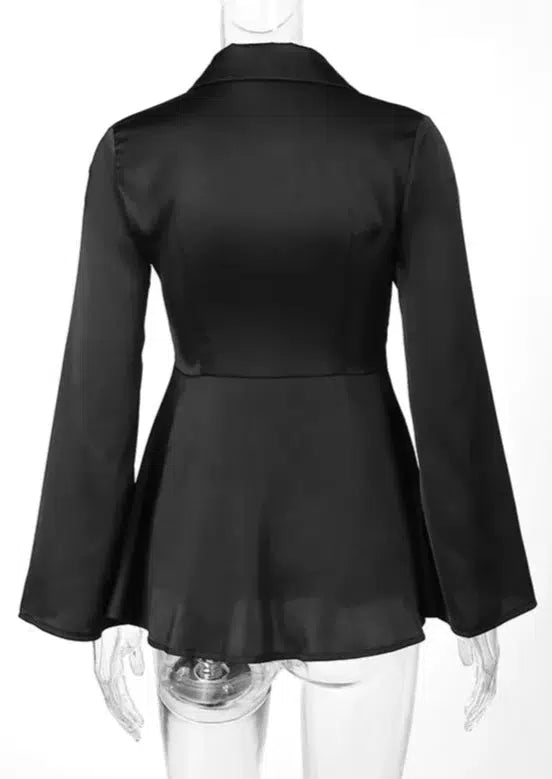 Black Silky Shirt Dress