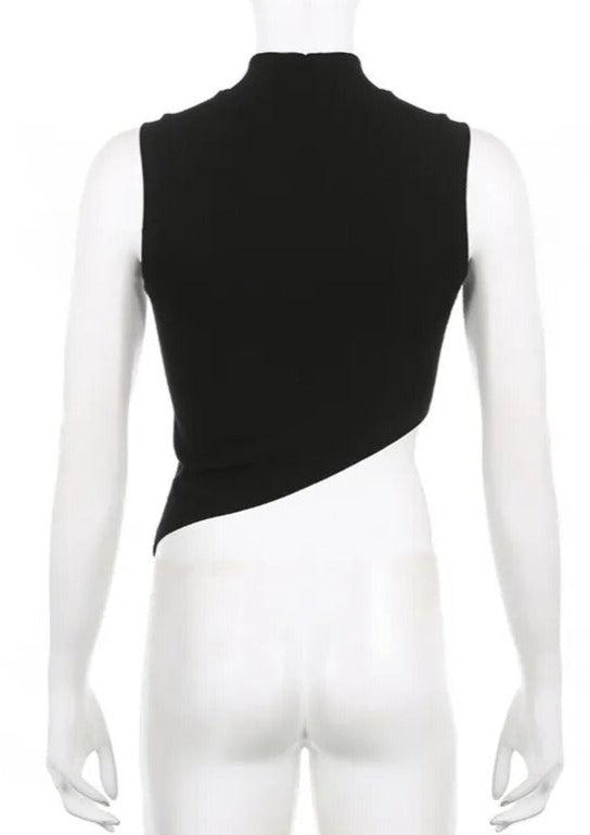 Asymetrical High Neck Top
