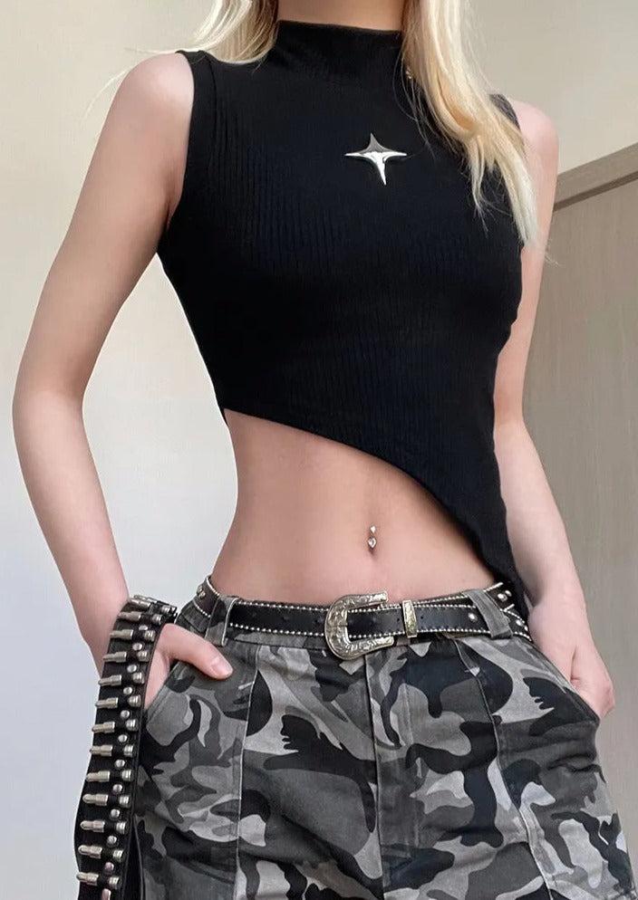 Asymetrical High Neck Top