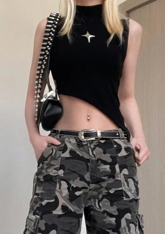 Asymetrical High Neck Top