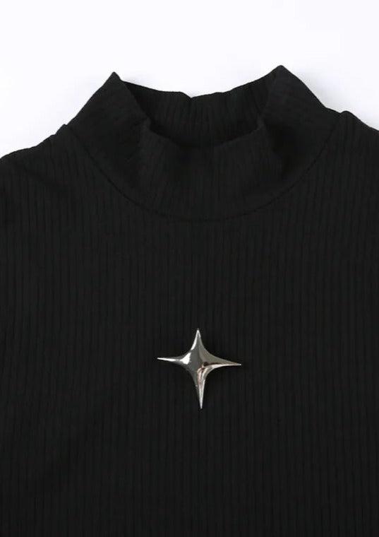 Asymetrical High Neck Top