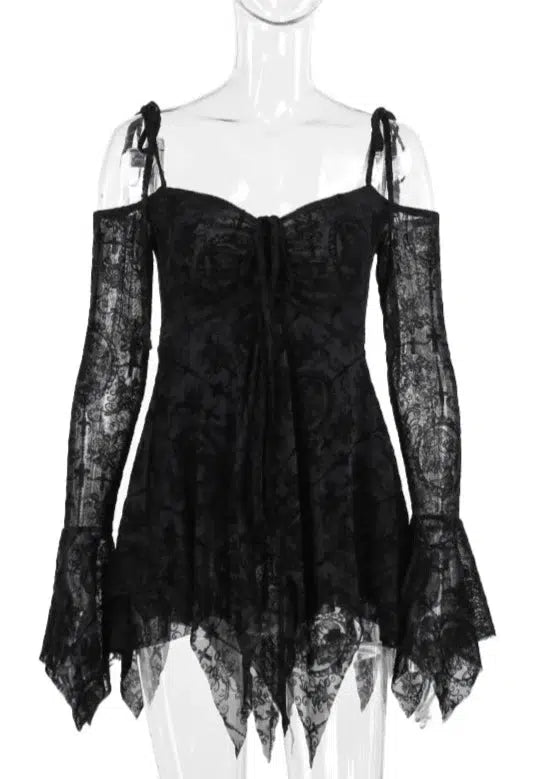 Asymmetric Hem Long Sleeve Dress