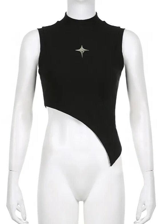 Asymetrical High Neck Top