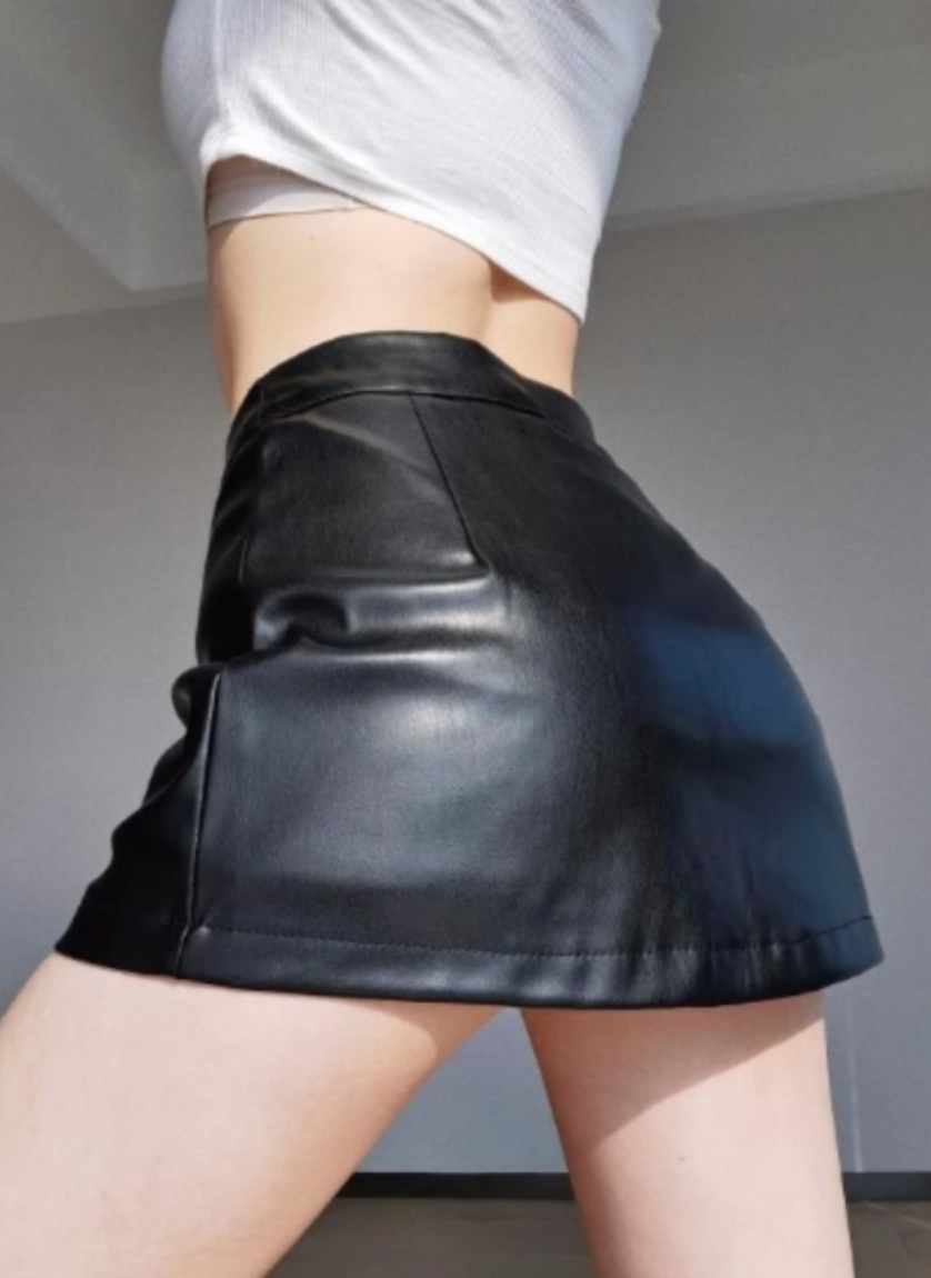 Leather Side Split Skirt