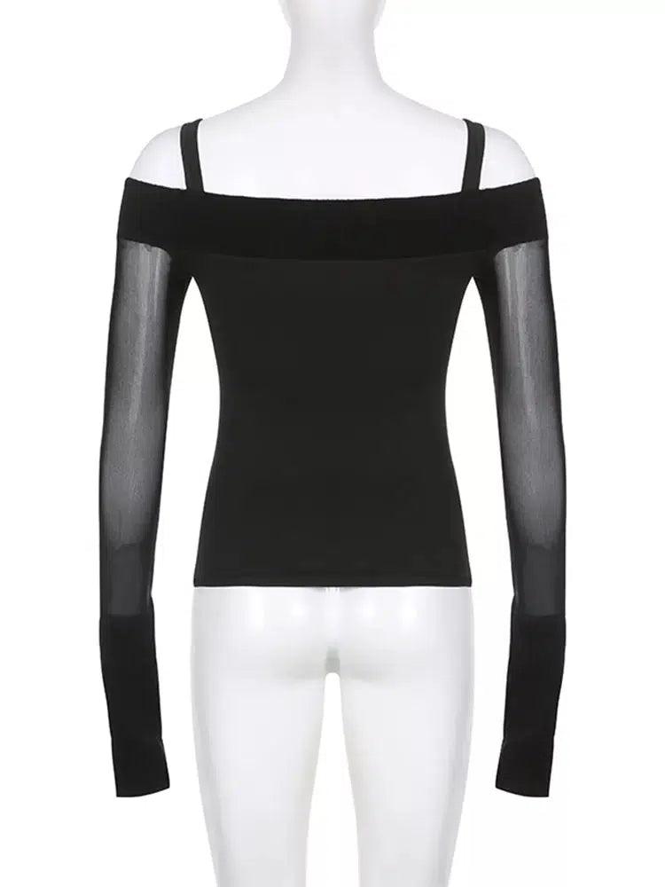 Women's Off Shoulder Black Sexy T-shirt