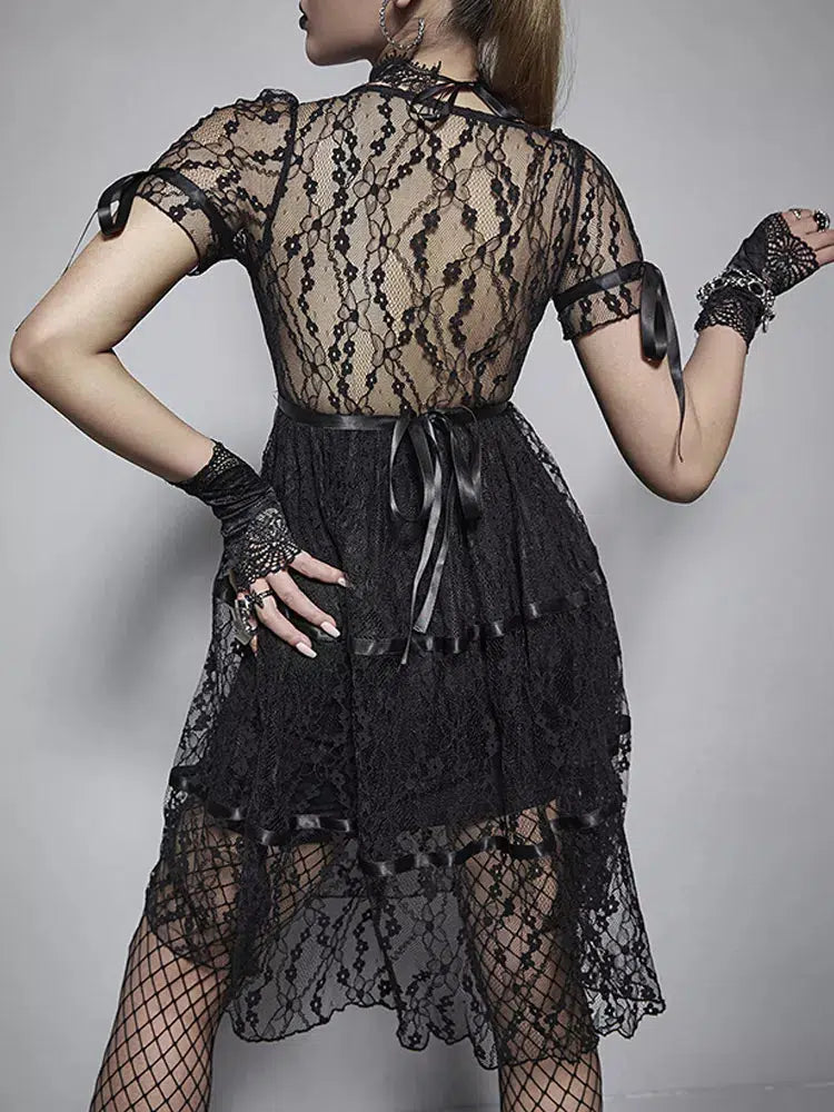 Goth Dark Lace Mall Aesthetic Dress