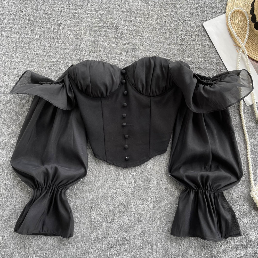 Slash Neck Women Crop Top