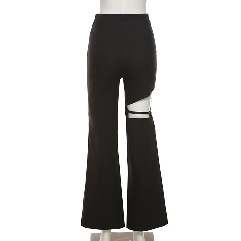 Hollow Out Flare Trousers