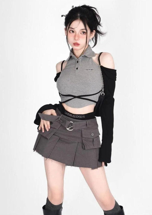 Mini Cargo Denim Skirt