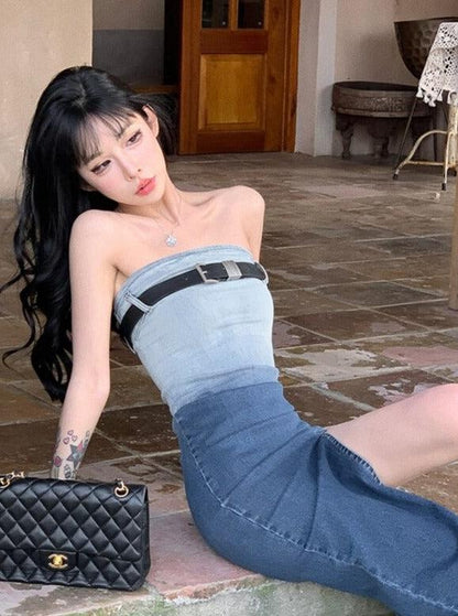 Strapless Bodycon Denim Dress