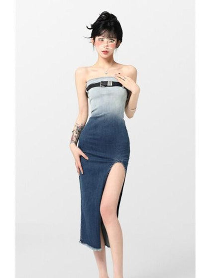 Strapless Bodycon Denim Dress