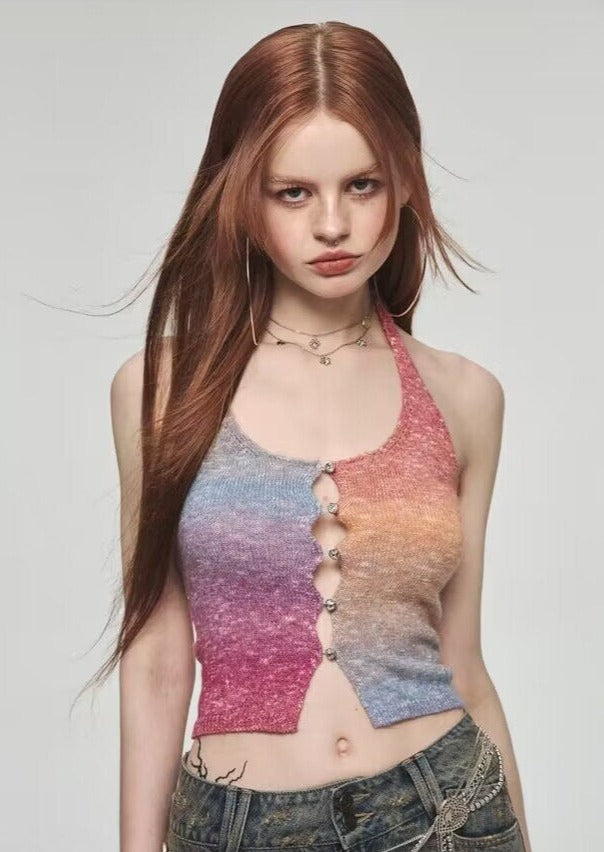 Colorful Rainbow Halter Top
