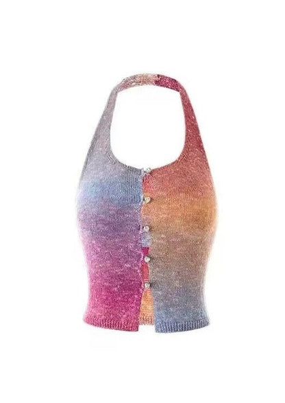 Colorful Rainbow Halter Top