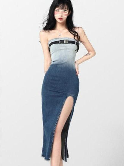 Strapless Bodycon Denim Dress
