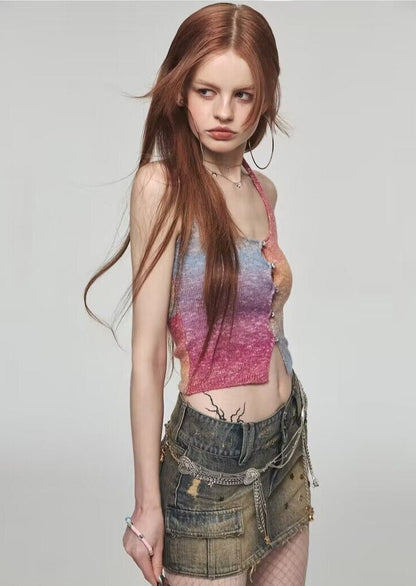 Colorful Rainbow Halter Top