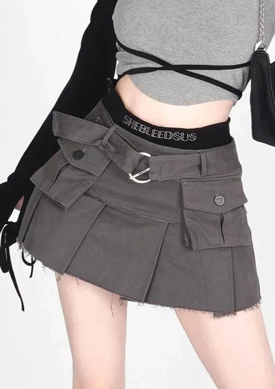 Mini Cargo Denim Skirt