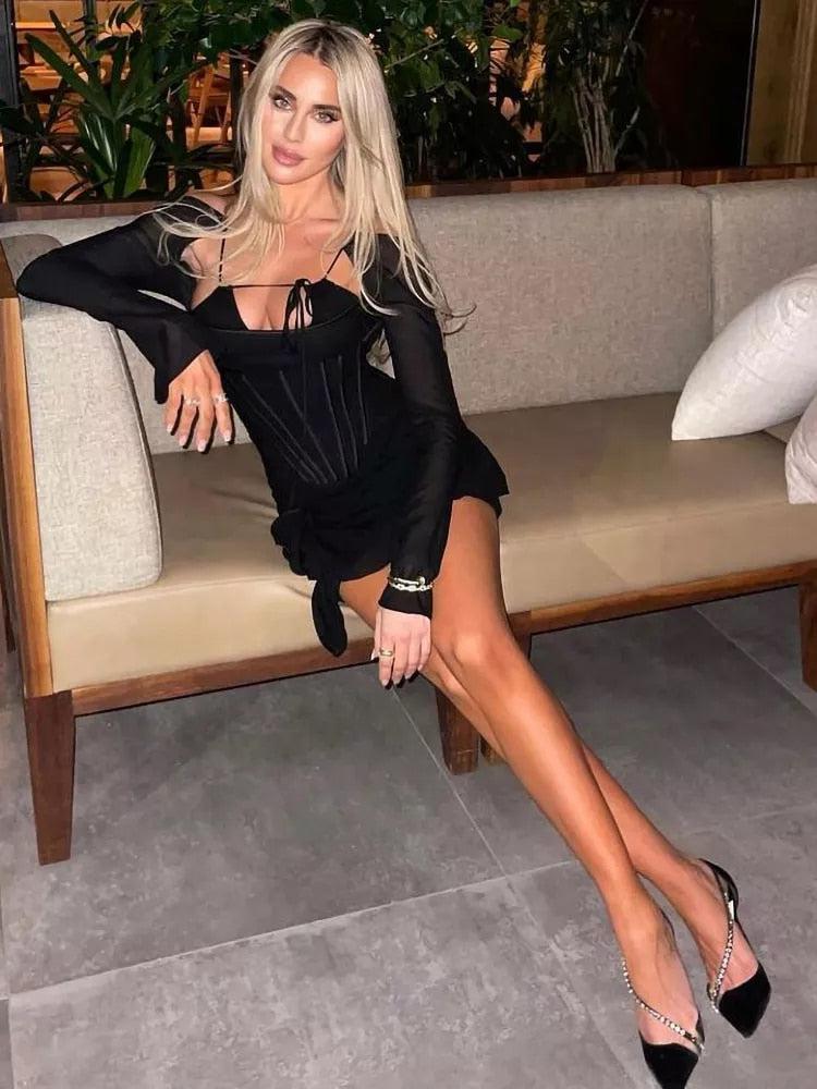 Spaghetti Strap Women's Sexy Black Dress