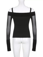 Load image into Gallery viewer, Women&#39;s Off Shoulder Black Sexy T-shirt
