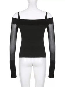 Women's Off Shoulder Black Sexy T-shirt