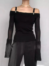 Load image into Gallery viewer, Women&#39;s Off Shoulder Black Sexy T-shirt
