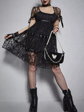 Load image into Gallery viewer, Goth Dark Lace Mall Aesthetic Dress
