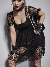 Load image into Gallery viewer, Goth Dark Lace Mall Aesthetic Dress
