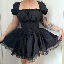Load image into Gallery viewer, Sexy Goth Black Mini Dress - Vellarmi
