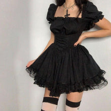 Load image into Gallery viewer, Sexy Goth Black Mini Dress - Vellarmi
