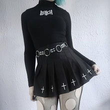 Load image into Gallery viewer, High Waist Pleated Black Skirt Gothic Style - Vellarmi
