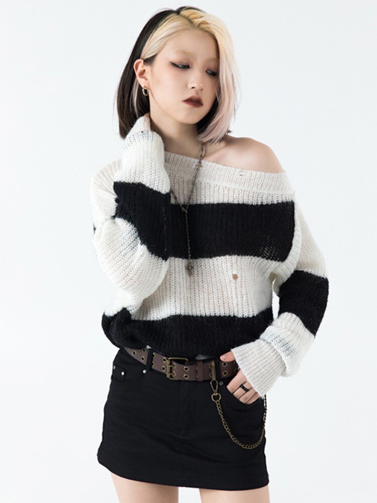 Striped Drop Shoulder Sweater
