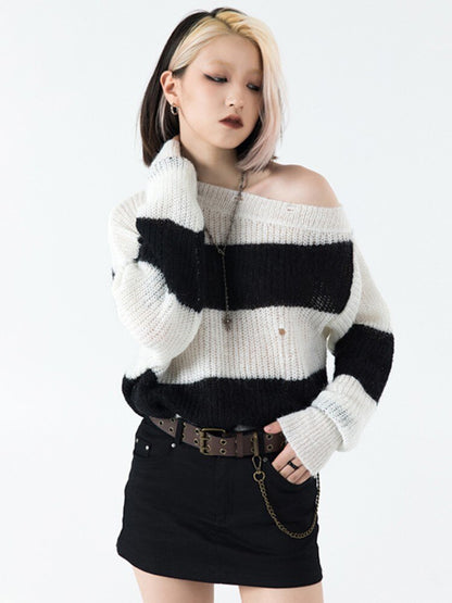 Striped Drop Shoulder Sweater