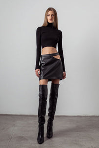 Leather Hollow Skirt