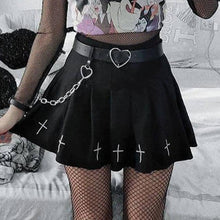 Load image into Gallery viewer, High Waist Pleated Black Skirt Gothic Style - Vellarmi
