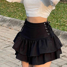 Load image into Gallery viewer, Cute Pleated Skirt With Lace Up details - Vellarmi
