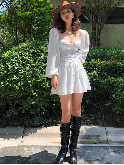 Lotus Leaf Sleeve Dress