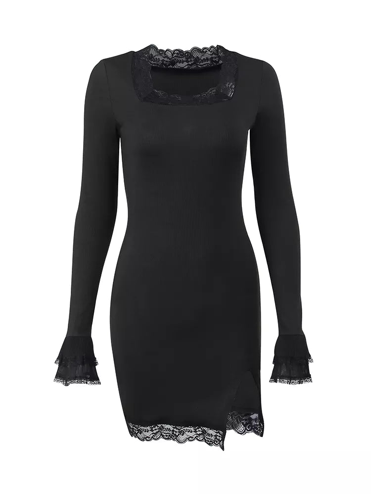 Goth Sexy Lace Trim Dress