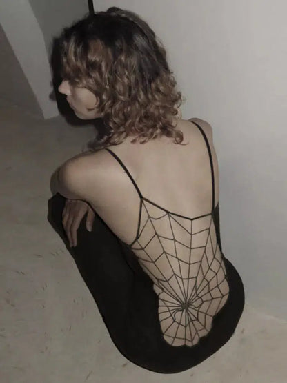 Gothic Sexy Brown Spider Web Dress