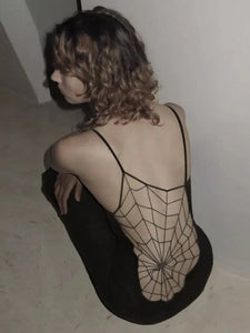 Gothic Sexy Black Spider Web Dress
