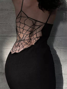 Gothic Sexy Black Spider Web Dress