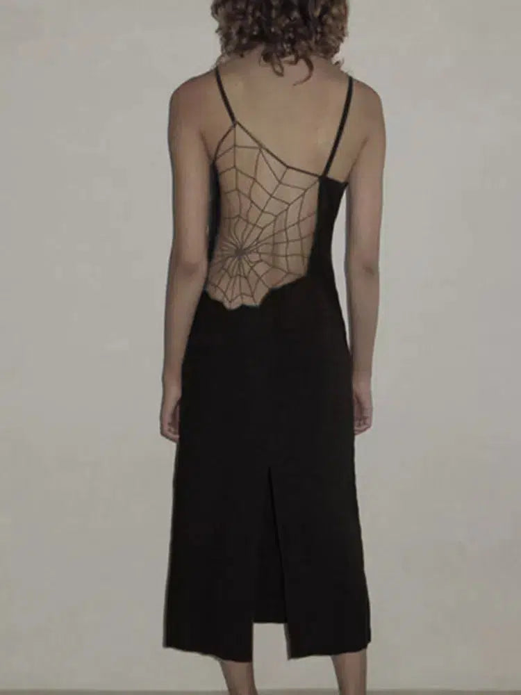 Gothic Sexy Brown Spider Web Dress