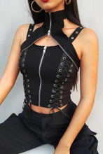 Load image into Gallery viewer, Halter Zipped Up Crop Top
