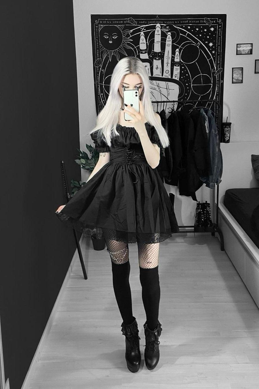 Sexy Goth Black Mini Dress