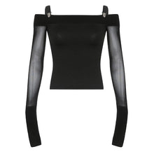 Load image into Gallery viewer, Women&#39;s Off Shoulder Black Sexy T-shirt
