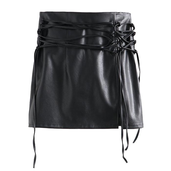Black Sexy High Waist Leather Skirt
