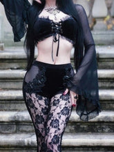 Load image into Gallery viewer, Dark Gothic Women&#39;S Wide-Sleeved Crop Short Top
