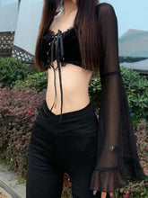 Load image into Gallery viewer, Dark Gothic Women&#39;S Wide-Sleeved Crop Short Top
