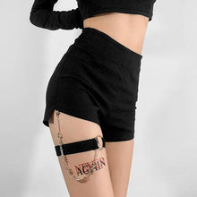 Load image into Gallery viewer, Goth Dark High Waist Chain Shorts
