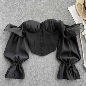 Slash Neck Women Crop Top