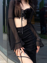 Load image into Gallery viewer, Dark Gothic Women&#39;S Wide-Sleeved Crop Short Top
